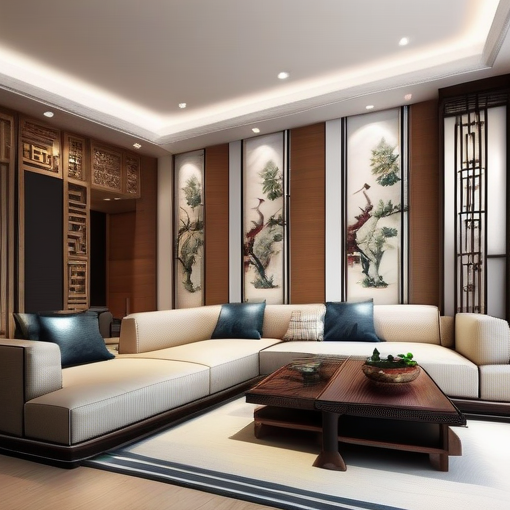 2021新中式沙发背景墙-第1张图片